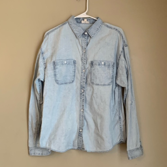 Ag denim chambray button up front Longsleeve blouse shirt top jean NWOT - Picture 1 of 8